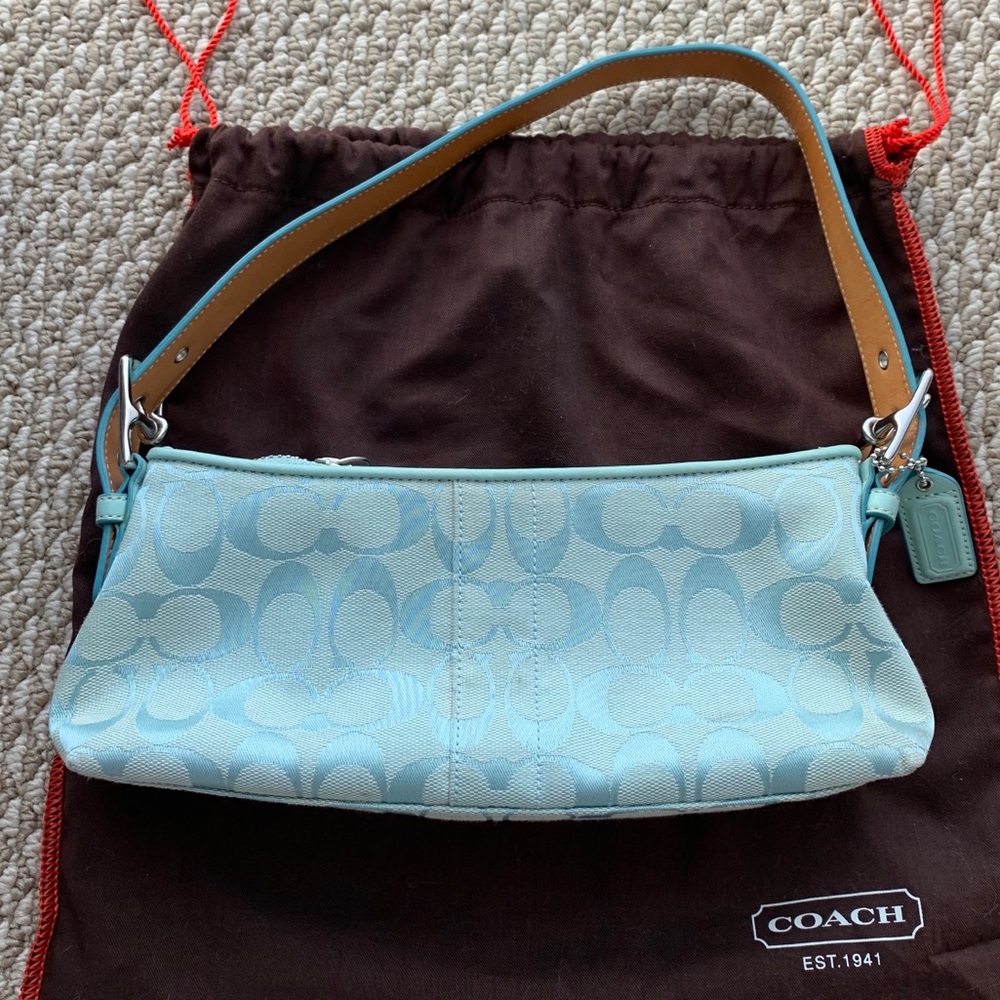 Coach purse in aqua